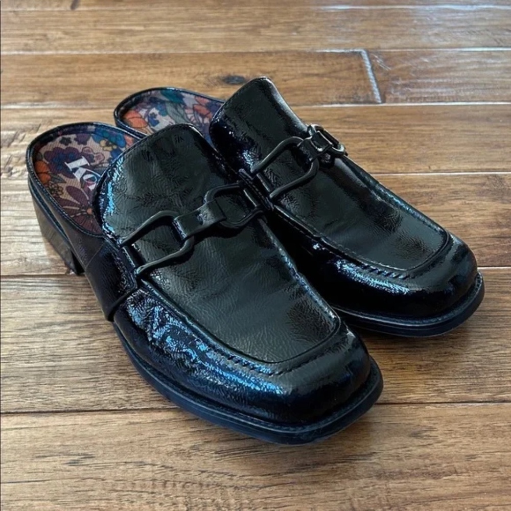 Korks Kork Ease Laporte Bit Loafer Mules Black Patent Faux Leather Size 9 - Picture 3 of 10